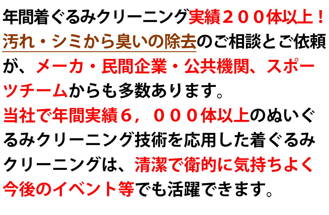 きぐるみオゾン水クリーニング